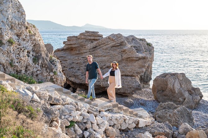 1 Hour Private Photoshoot in Rhodes - Kato Petres Beach sunset shoot: sea light, rocky textures, and that golden-hour timing