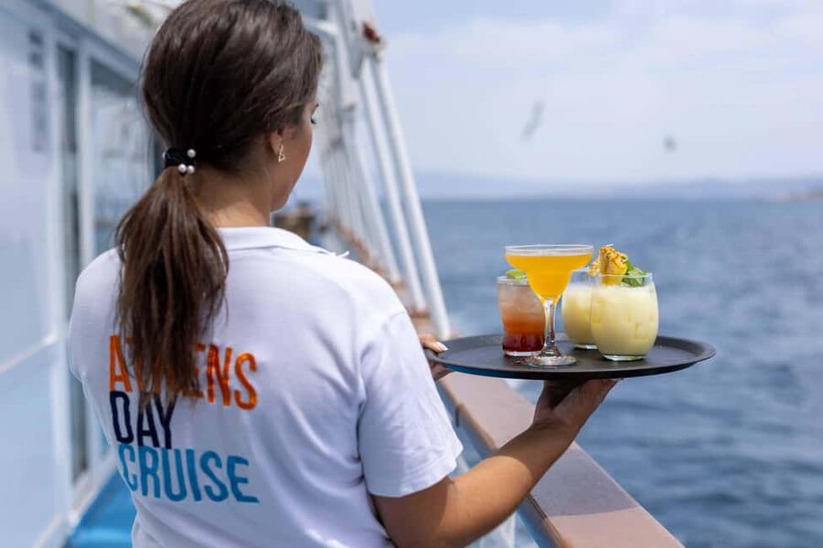 Athens: Islands Swimming Day Cruise. DJ, Lunch & Drinks inc. - Onboard DJ, food, and the drinks you actually get