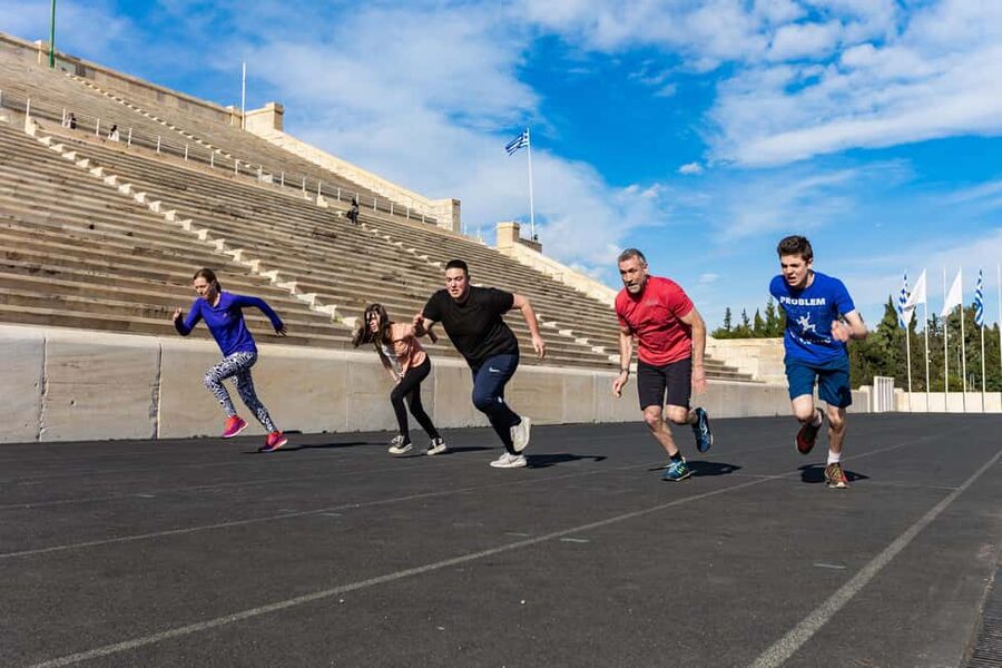 Athens: Olympic Games Workout Session - Panathenaic Stadium finish: run the marble track where the first modern games happened