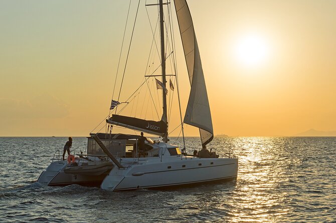 Athens Semi Private Sunset Catamaran Cruise with meal & drinks - Kavouri Beach and Hydrousa: the sheltered spot for snorkeling and photos
