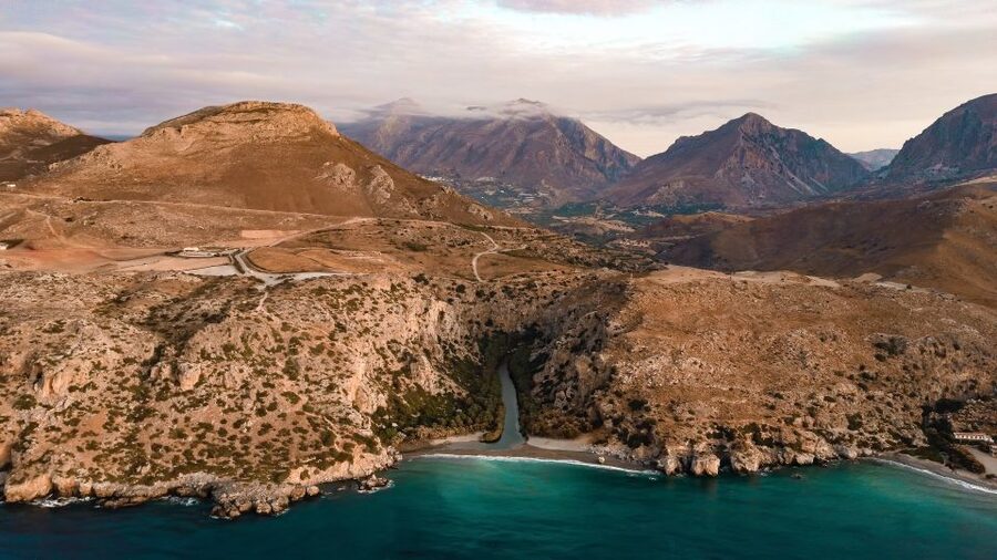 Crete: Preveli Tropical Beach and Palm Forest - Preveli where the Grand River meets the Libyan Sea