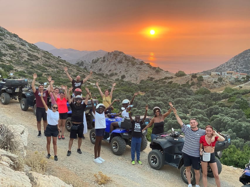 Crete: Sunset or Morning Quad with Local Products Tasting - Golden hour between sea and mountains: the sunset payoff