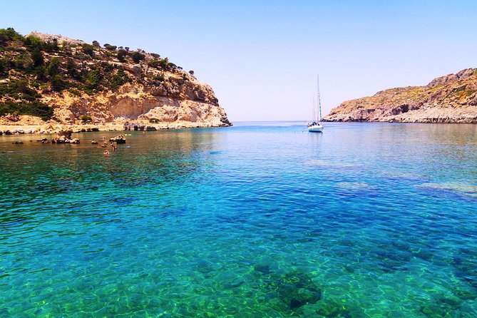 Day Cruise by a Sailing Yacht to the most beautiful bays or Rhodes (Small Group) - Stop 3, Ladiko Bay: the classic finish with sun and onboard lunch fuel