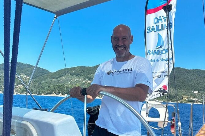 Day sailing Skiathos Skopelos with lunch on Rainbow yacht - Panormos Bay on Skopelos time: more swim, plus the slow reveal