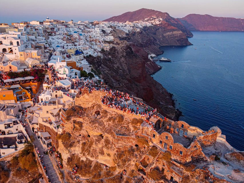 From Fira: Santorini Highlights Minibus Tour with Oia Sunset - From Fira up to Profitis Ilias Monastery: the day’s view payoff