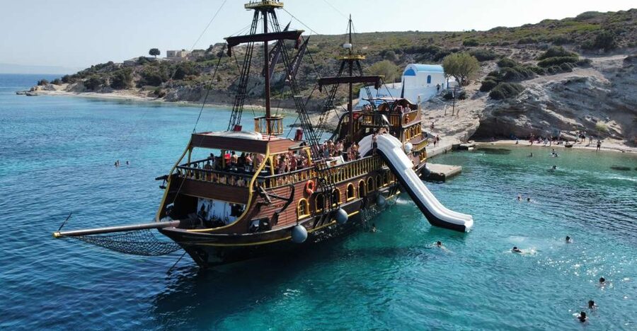 From Kos: 3-Island Pirate Cruise with Lunch and Waterslide - Pserimos Island: quick island taste, swim-ready breaks