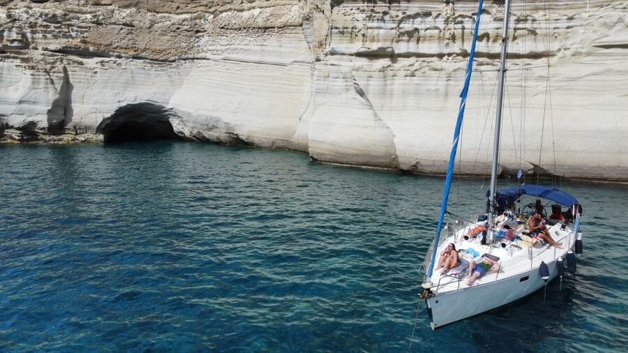 From Milos: Guided Day Cruise to Kleftiko With Lunch - Agios Ioannis, Sykia Cave, and choosing swim time with weather in mind