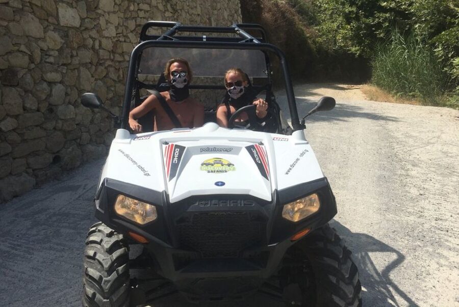 From Rethymno: Half-Day Off-Road Buggy Safari - Getting kitted up in Rethymno, then heading for Maroulas