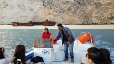 From St.Nikolaos: Boat Cruise to Navagio Beach & Blue Caves