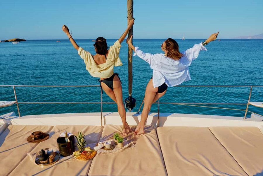 Hersonissos: Luxury Sunset Catamaran Cruise Sushi & Open Bar - Seasickness and choppy-water reality: plan smart, not hard
