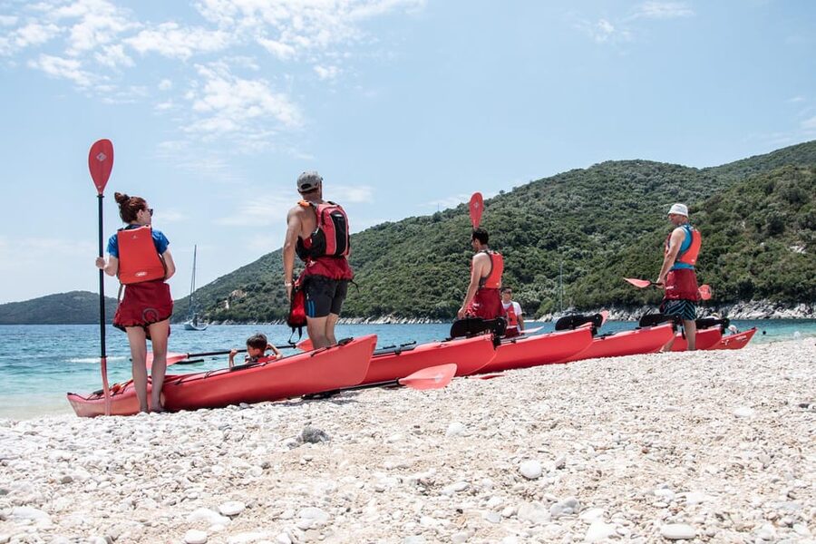 Lefkada: Blue Cave Kayak Tour with a Taste of Greece - Rouda Bay to the Blue Cave: Stalactites, Glow Light, and Snorkeling That Delivers