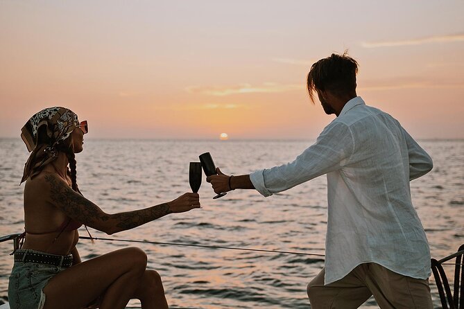 Luxury Santorini Sunset Cruise: Dinner, BBQ, Open Bar, Transfers - Thirasia Island swim break plus onboard lunch views