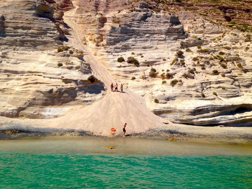 Milos: Full-Day Catamaran Cruise to Poliegos and Kleftiko - Cape Vani and Kalogries Bay: the first swim that sets the tone