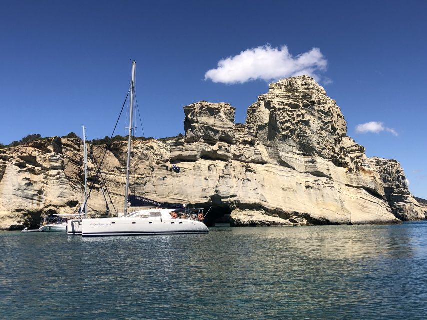 Milos: Full-Day Catamaran Cruise to Poliegos and Kleftiko - Kleftiko: sea caves, pirate history, and serious white cliffs