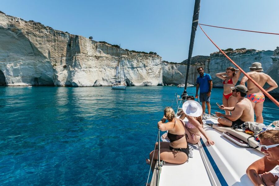 Milos: Kleftiko Cruise with Meal, Drinks and Photos at Sykia - Agios Dimitrios: another swim and local snacks without the crowds feeling big