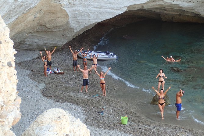 Milos Small-Group Full-Day Cruise with Snorkelling and Lunch - Sikia Beach and the Sykia cave: snorkel, anchor, then explore by dinghy