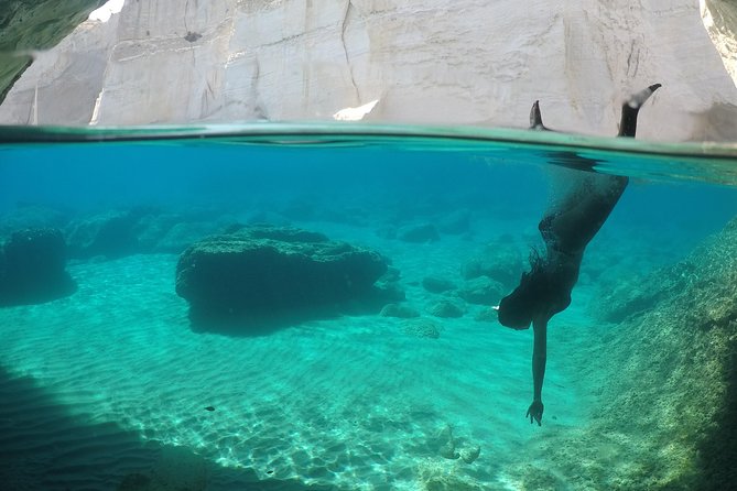 Milos Small-Group Full-Day Cruise with Snorkelling and Lunch - Kleftiko Beach caves plus lunch: the highlight block