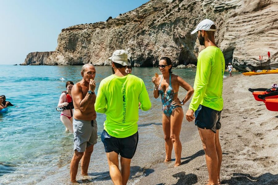 Milos: Tsigrado and Gerakas Beach Kayaking Tour - Tsigrado Beach: Caves, First Swim, and Cool-Water Relief