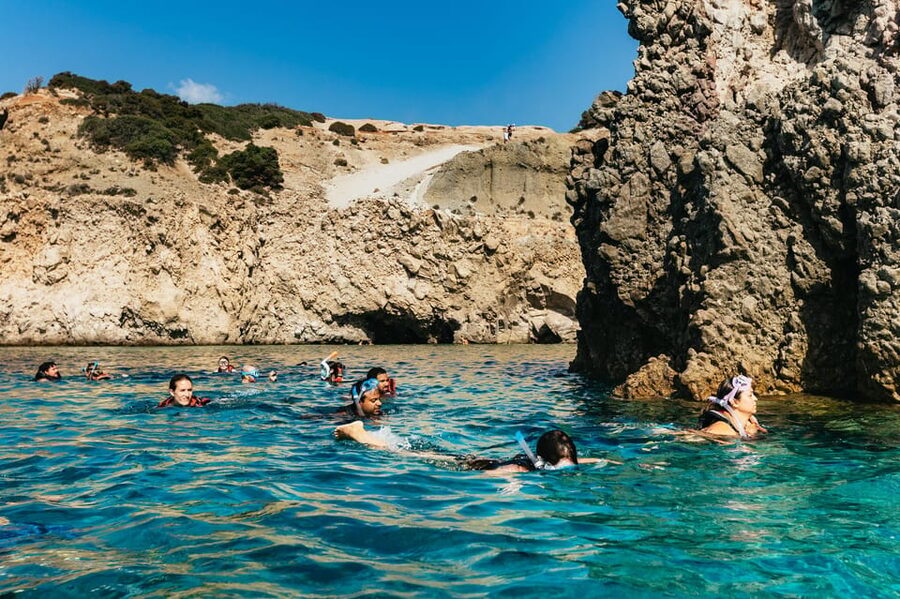 Milos: Tsigrado and Gerakas Beach Kayaking Tour - Snorkeling in Milos: Clear Water, Caves, and Possible Surprises