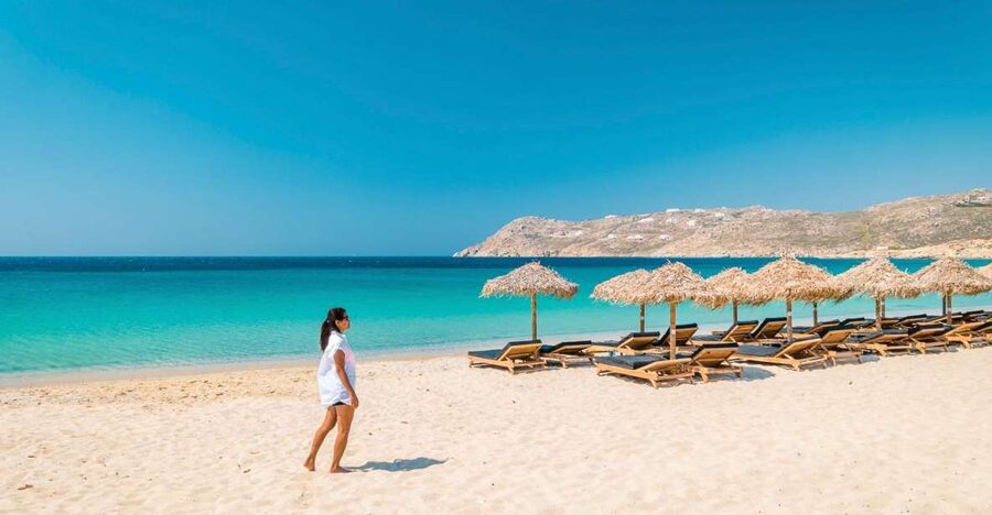 Mykonos: Full-Day South Coast Cruise - Cruising the Mykonos south coast from Ornos Beach