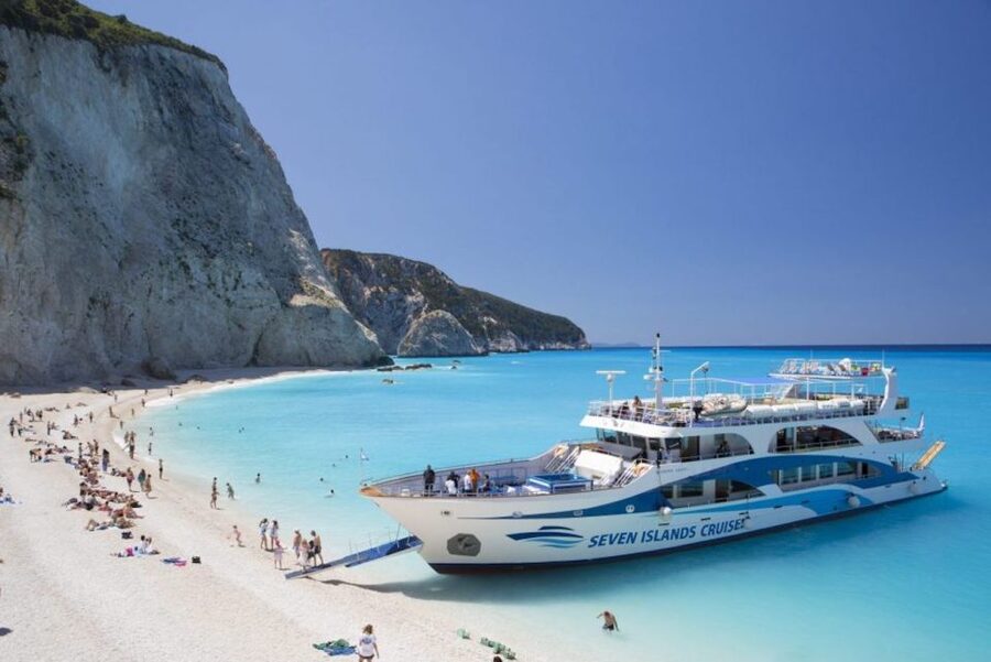 Nidri daily cruise in the Ionian with Makedonia Palace - Papanicolis Cave area on Meganisi, and the WWII submarine story