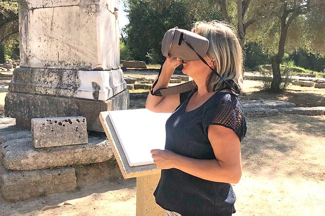 Olympia: The Famous VR Glasses Tour (+Audio Guide) - Temple of Zeus: standing in front of a reconstructed giant