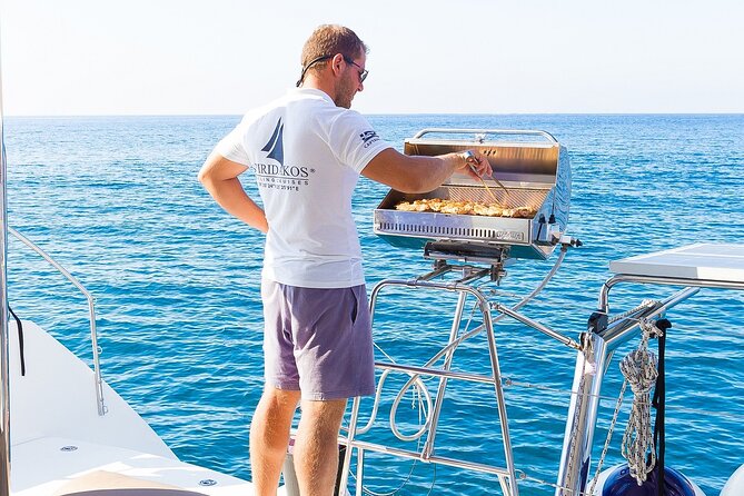 Premium Small-Group Catamaran Cruise with BBQ, Open Bar, Transfer - Palea Kameni Hot Springs: Natural Spa, Warmth That Varies, and a 100-Meter Swim