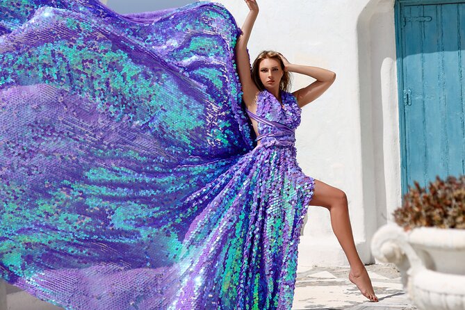 Private Flying Dress Photoshoot in Mikonos - Stop One: Paraportiani Church for Clean Mykonos Drama