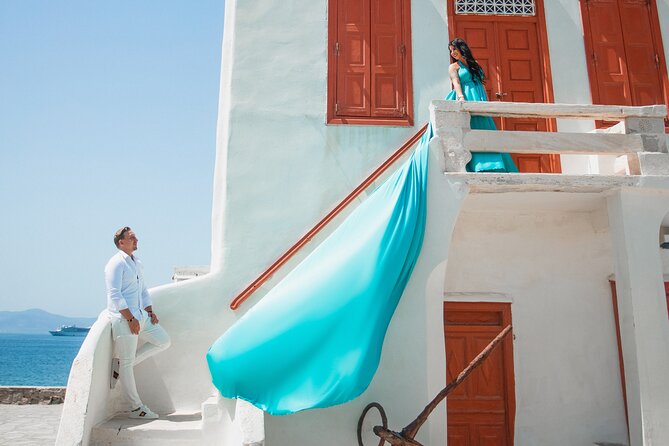 Private Flying Dress Photoshoot in Mikonos - Wind, Heat, and Weather Reality in Mykonos