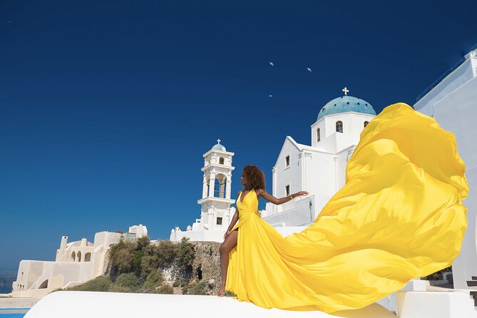Professional Flying Dress Photoshoot In Santorini - Key things to know before you book