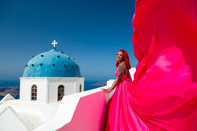 Professional Flying Dress Photoshoot In Santorini - Choosing your dress ahead of time, sizes XS to 5XL