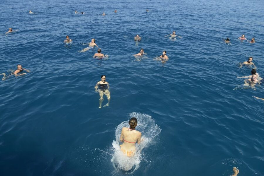 Rethymno: Pirate Boat Cruise with Swimming Stop - Gerani Bay cruising: time to settle in and get shade