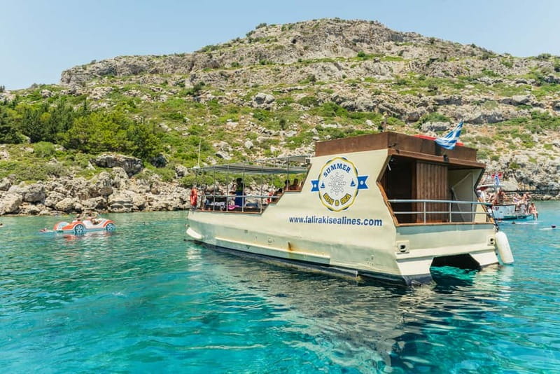 Rhodes: Anthony Quinn, Ladiko and Caves All-Inclusive Cruise - The Boat Comfort Advantage: Sofas, Shade, and Open-Bar Timing