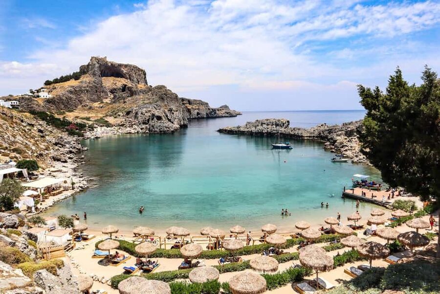 Rhodes: Guided Bus Tour to Lindos Village & Seven Springs - Rhodes day-trip plan: pickup, ride time, and a calm start