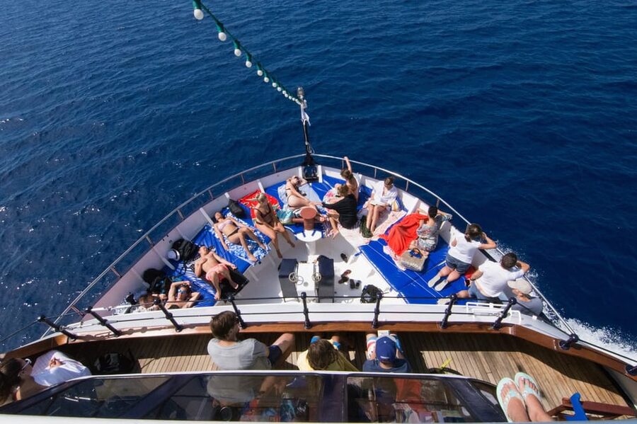 Rhodes: Lindos Cruise with 2 Swim Stops - From Mandraki Port to Your First Swim at Anthony Quinn Bay