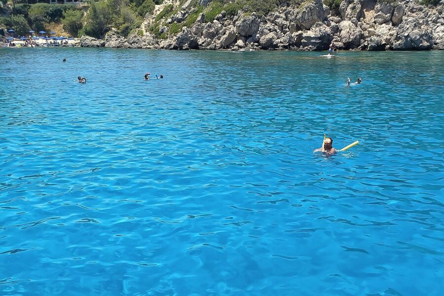 Rhodes Town: Anthony Quinn, Kalithea & Afandou Boat Cruise - What You Actually Get: Included Gear, Noodles, and Music