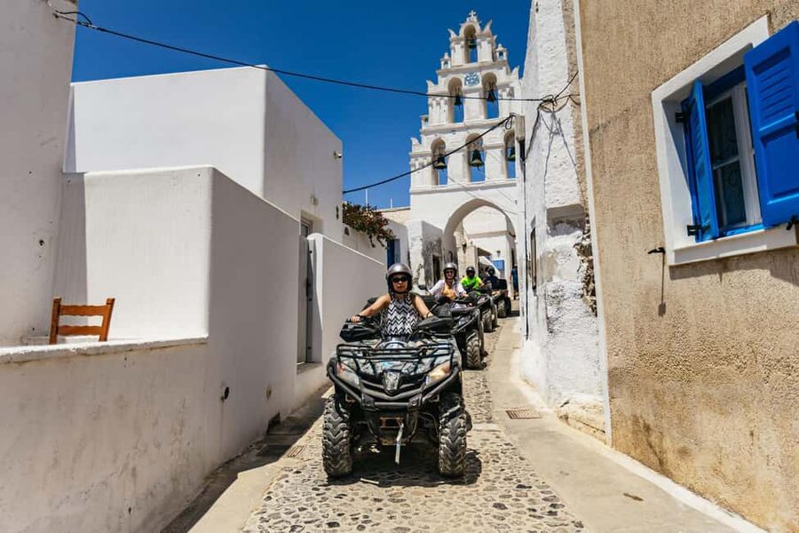 Santorini: ATV Quad Bike Tour with Lunch and Pickup - Black Sand Beach, Emporio windmills, and the caldera view stops that make the loop worth it