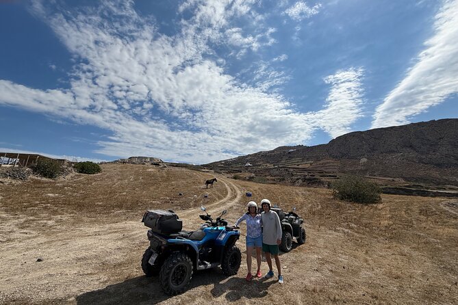 Santorini ATV-Quad Off-road Experience Tour with Transportation - Vlychada beach time, Eros swim, and the Windmills of Emporio ending