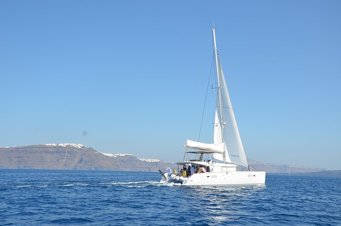 Santorini Caldera Gold Day Cruise with BBQ on board and Open Bar - Palea Kameni: another volcanic pass