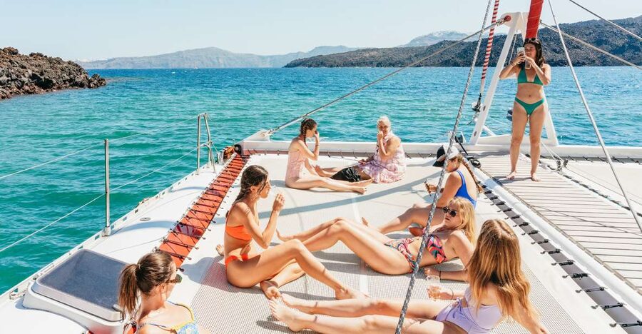 Santorini: Catamaran Tour with BBQ Dinner, Drinks, and Music - Price and value for $93, with what you actually get