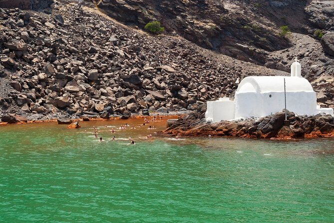 Santorini Classic Catamaran Cruise with BBQ, Drinks and Transfers - Swim Stops That Actually Get You In the Water