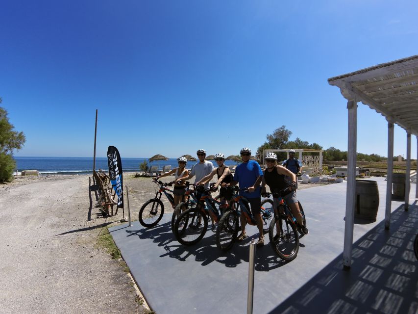 Santorini: Electric Mountain Bike Adventure - Back to Perivolos via Vlichada Port, then private beach time