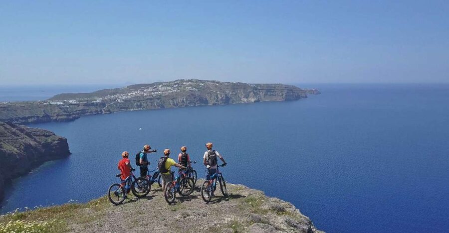 Santorini: Electric Mountain Bike Adventure - Perivolos black sand start, then south Santorini off the main routes