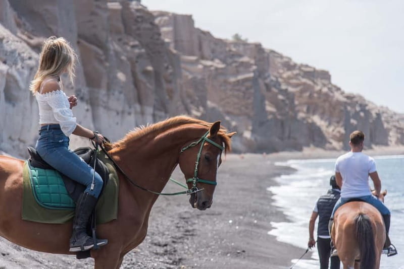 Santorini: Horse Riding Trip to Black Sandy Beach - Safety First: How Instruction Works Before You Ride