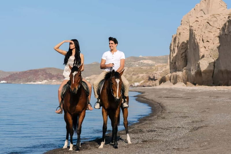 Santorini: Horseback Riding on the Black Sandy Eros Beach - Hilltop Stables Above Vlychada: What the Start Really Looks Like