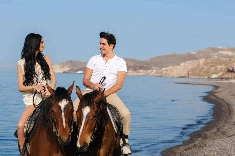 Santorini: Horseback Riding on the Black Sandy Eros Beach - Eros Beach Black Sand Stop: Photos, Quiet, and a Real Shoreline Ride