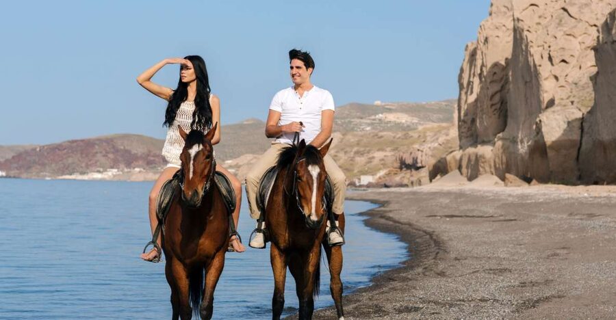 Santorini: Horseback Riding on the Black Sandy Eros Beach - Guides Like Palva, Mila, Kristina, and Amber: Friendly Instruction and Photo Help