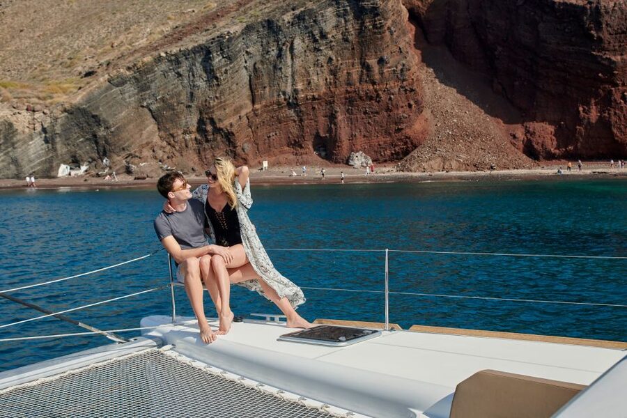 Santorini: Platinum Catamaran Cruise w/ BBQ Meal & Open Bar - Thirasia Island Time, Lunch With a View, and the BBQ Rhythm