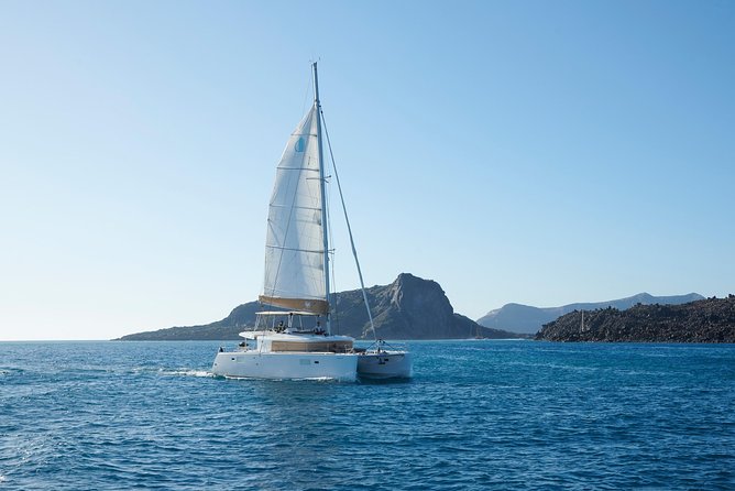 Santorini Platinum Catamaran Cruise with Meal, BBQ and Open Bar - Thirassia island: lunch or dinner and a calmer pace