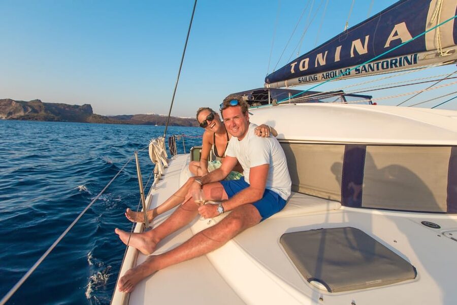 Santorini: Private Catamaran Cruise with Food & Drinks - Sunset cruise positioning: getting the light without the chaos